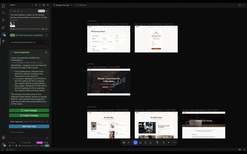 Defining and editing flows between pages