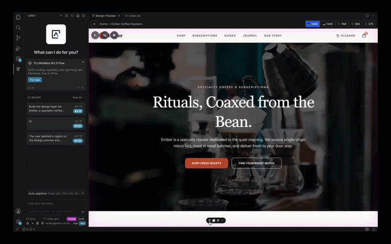 Editing text, color and images inline on the rendered UI